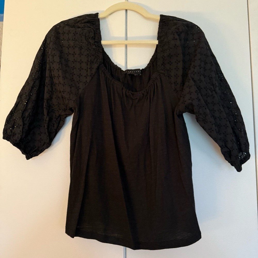 ALL OFFERS ACCPETED!! Sanctuary black eyelet top Size large